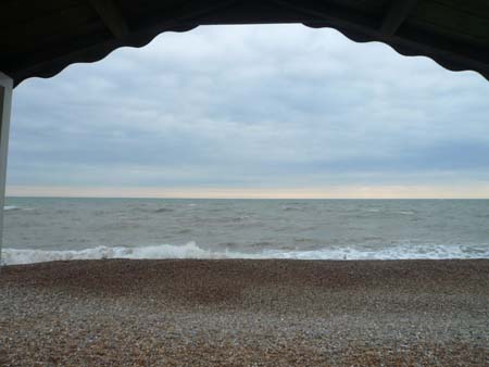Beach hut October 2008 high tide